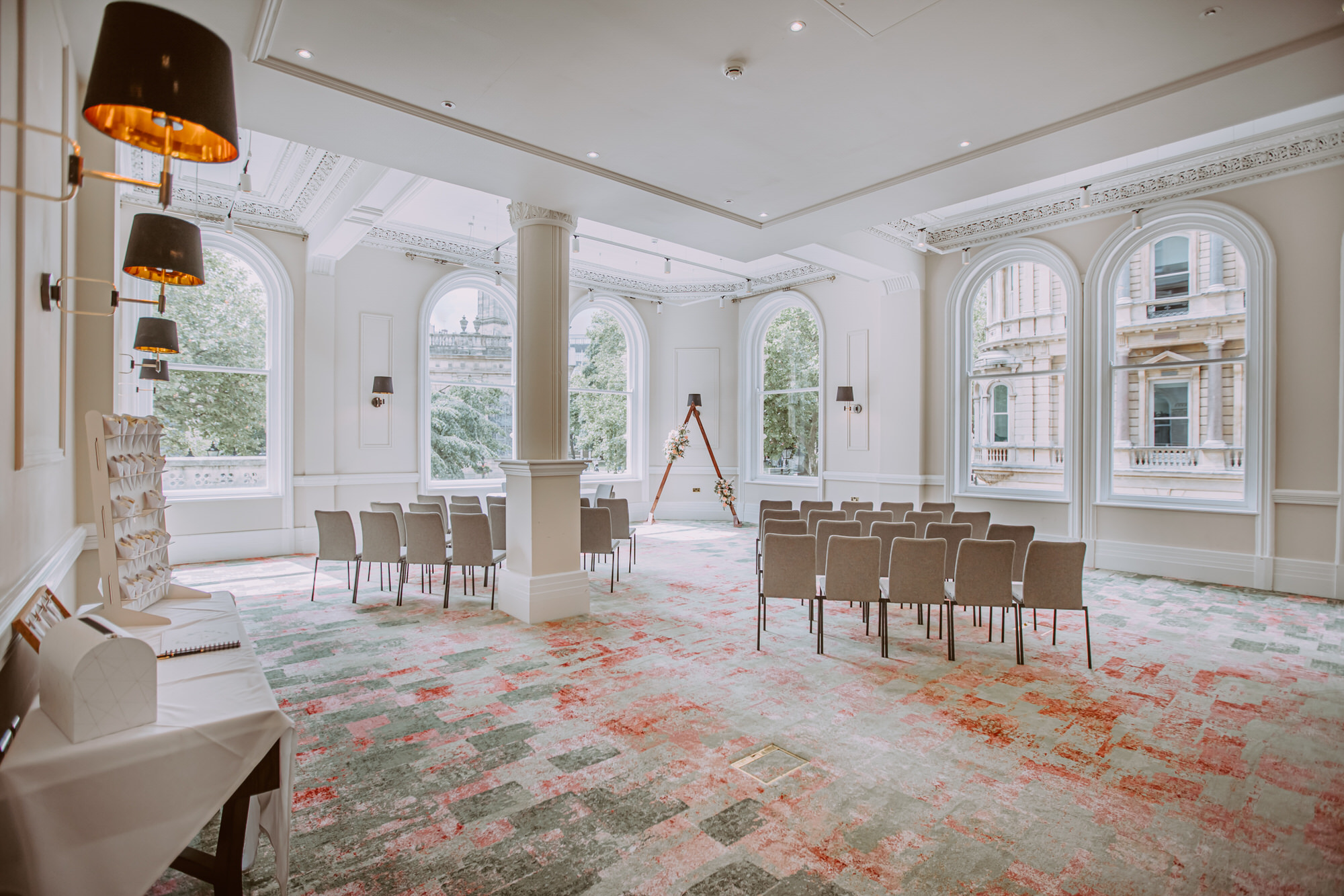 Beautifully decorated ceremony room with large windows at The Grand Hotel Birmingham